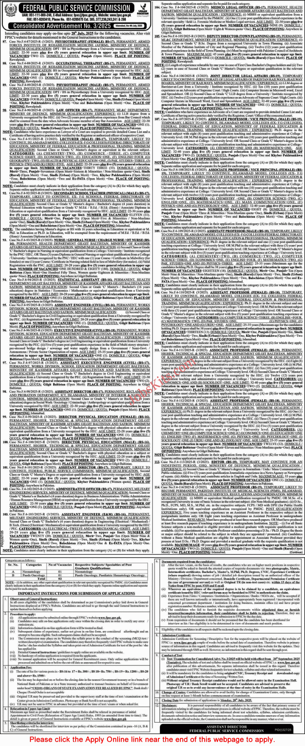 FPSC Jobs 2025