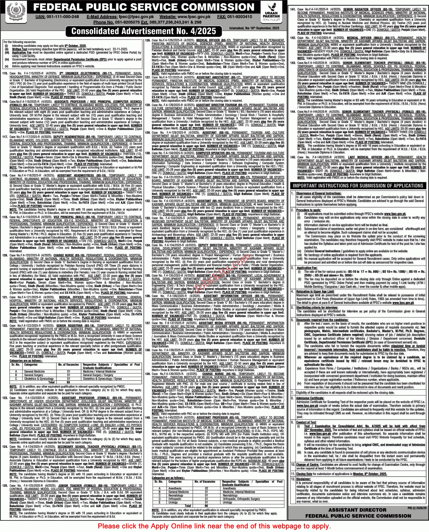 Federal Public Service Commission FPSC Jobs 2025