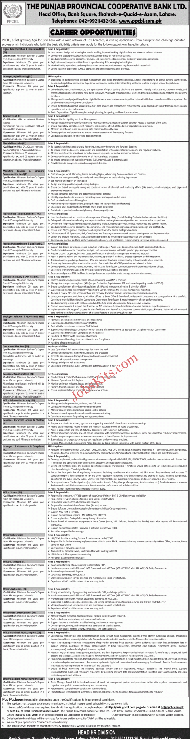 Punjab Provincial Cooperative Bank Jobs 2025